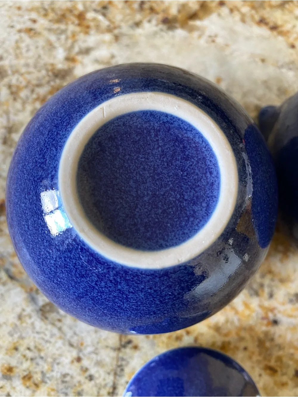 Sasaki Colorstone Textured Sapphire Blue creamer and sugar set